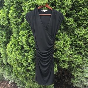 Ruched black body-con dress